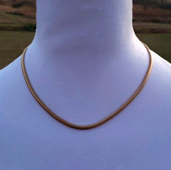 15. Gold Plated Herringbone Necklace with Lobster Clasp - Picture 7 of 7
